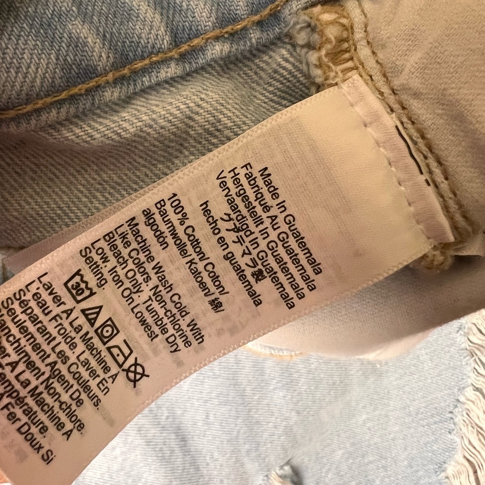 Madewell Light Blue Distressed Denim Mid Length Shorts - Picture 6 of 8